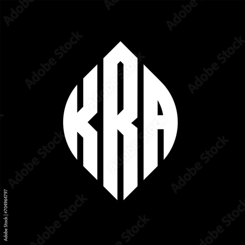 KRA circle letter logo design with circle and ellipse shape. KRA ellipse letters with typographic style. The three initials form a circle logo. KRA circle emblem abstract monogram letter mark vector.