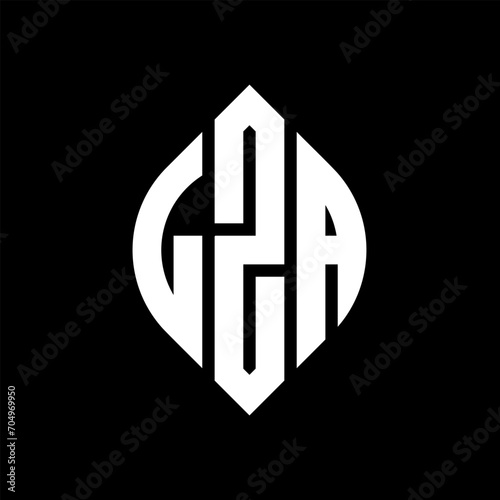 LZA circle letter logo design with circle and ellipse shape. LZA ellipse letters with typographic style. The three initials form a circle logo. LZA circle emblem abstract monogram letter mark vector.
