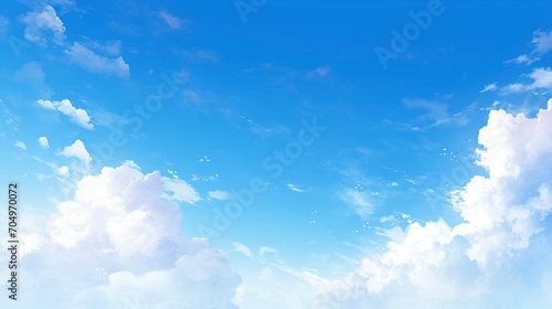 青空と白い雲の背景 Generative AI