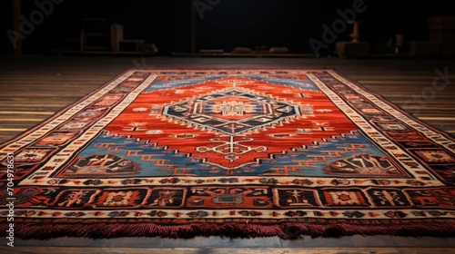 Red Carpet Retro Arabic Traditional Motif Vintage Style Detailed