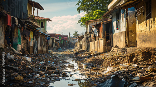 Slums in poor countries. A country that remains in development.