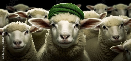 Cute saint patricks day sheep with an elegant hat. Generative AI