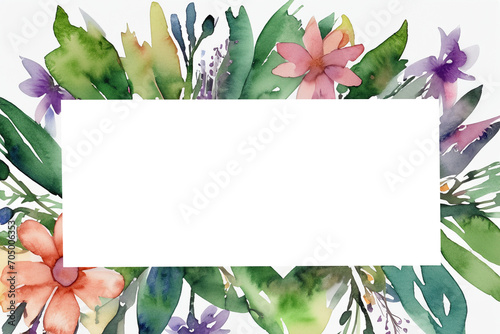 watercolor illustration Collection white background suitable for Wedding Invitation, wallpapers, textile or cover / Frame with flowers, watercolour backdrop with spring flower frame