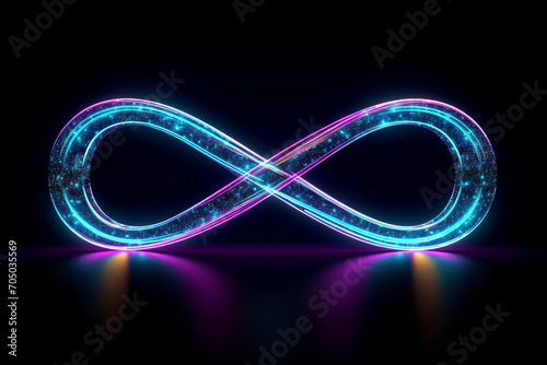 Glowing infinity symbol on a dark background
