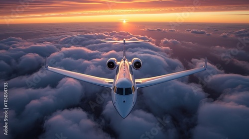 Private jet in the sky made with Ai generative technology