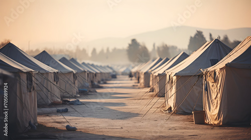 Refugee camp with tent
