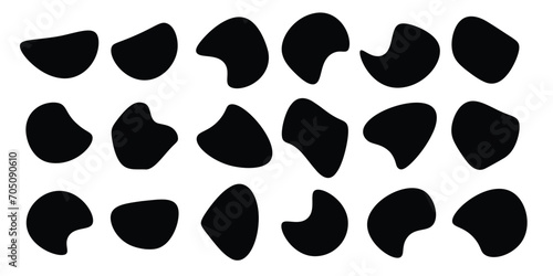 Modern liquid irregular blob shape abstract elements graphic flat style design fluid vector illustration set. 123