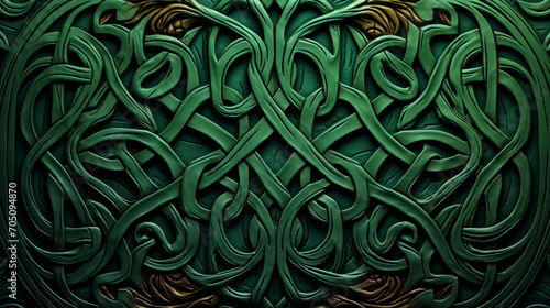 Modern Celtic floral patternю. Deep green color ornament.