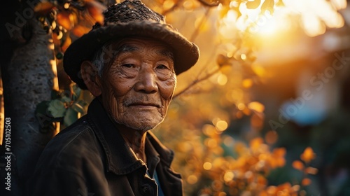 photo of an elderly man in noon outdoors