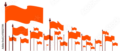 Orange bhagwa vector flag illustrations. many greens flags icon.