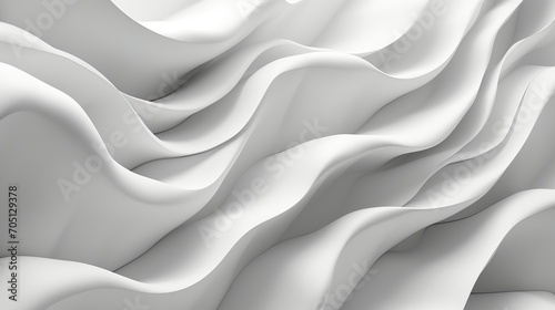 Fondo abstracto 3d con ondas en tonos blancos. Generado por IA.