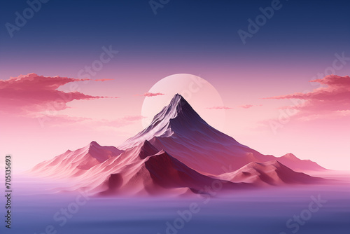 minimalist background with mountain and gradient sky