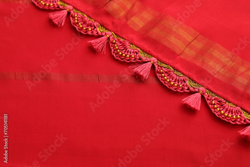 Indian Traditional Silk Saree with pallu knots 