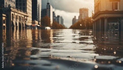 Flood flooding the city. Climate change concept
