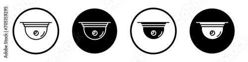 Security cam icon set. cctv surveillance dome vector symbol in a black filled and outlined style. secure vide camera sign.