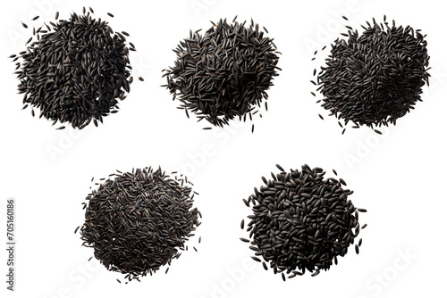 Set of black cumin seed top view on transparent background