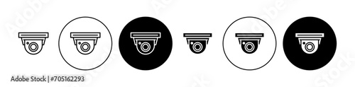 Security Cam Vector Illustration Set. CCTV surveillance dome sign suitable for apps and websites UI design style.