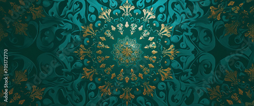 Arabic pattern green background. Arabic texture