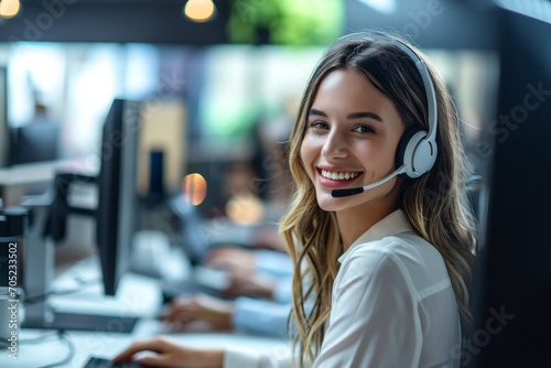 Happy customer support agent using helpdesk software and answering tickets