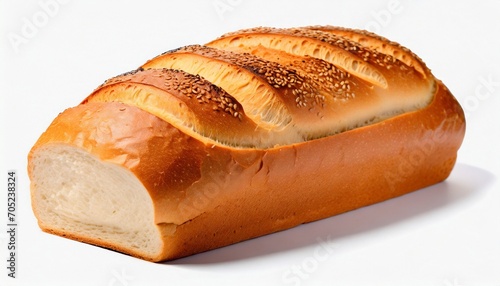 white bread loaf on white background