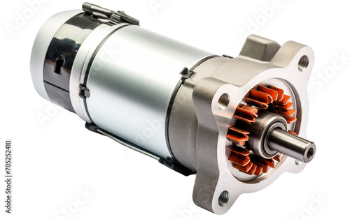 Starter Motor Unveiled on White Background Isolated on Transparent Background.