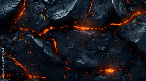 Lava flow with sparks on black background