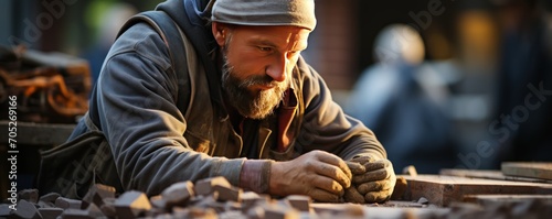man is carving stone