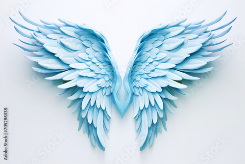 blue angel wings isolated on white background