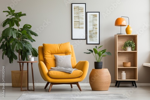 Yellow armchair in a living room