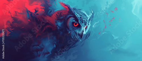 Mystical Owl in Abstract Colors