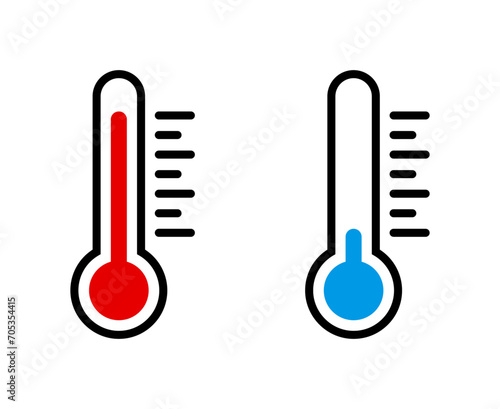 High and low temperature thermometer icons