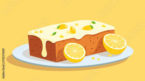 flat illustration lemon pound cake . a vibrant simple cake illustration