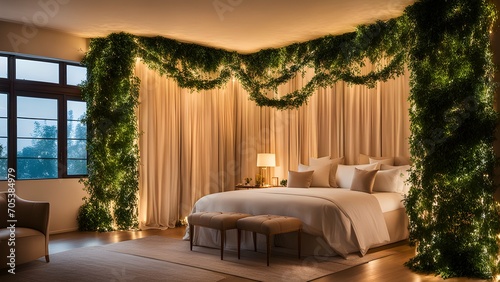 the room's corners with the dainty sparkle of fairy lights intertwined with ivy. 