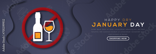 Dry January Day Paper cut style Vector Design Illustration for Background, Poster, Banner, Advertising, Greeting Card