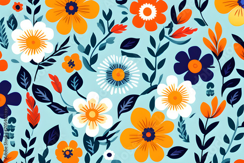 Seamless patterns decorated with flowers - beautiful patterns in the form of local fabrics and pixels that capture tribal culture generative ai