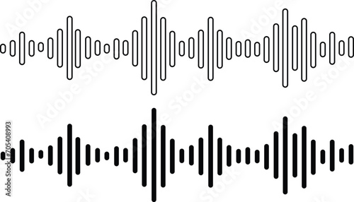 Set of radio Wave icon. Monochrome simple sound wave on transparent background. Vector sound wave icon. Music player sound bar. Record interface. Equalizer icon with soundwave line. used for mobile.