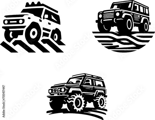 set of offroad car logo icon