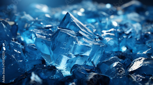 crystals on blue background