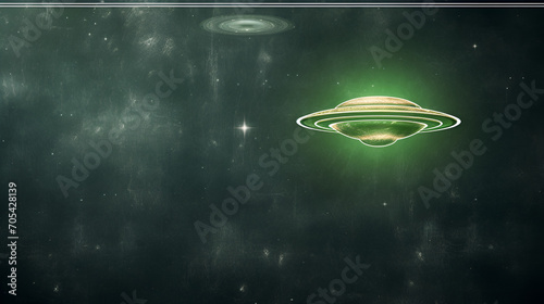  Link ×Title: International day of human space flight UFO concept on grunge green chalkboard background with copy space, generative ai
