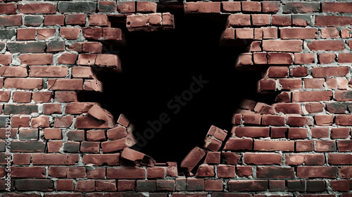 Exploding brick wall background