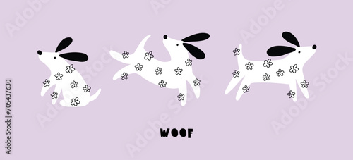 Cartoon Spring dog - vector illustration in flat style