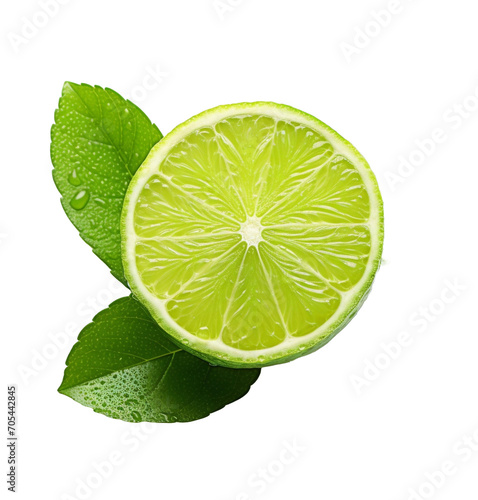 lime with mint leaves on transparent background
