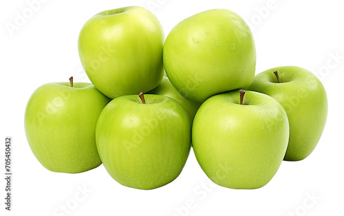 Green Granny Smith Apples Isolated on Transparent Background PNG.