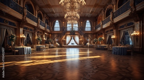 large hall for celebrations Interior of wedding decorations in a luxurious hall