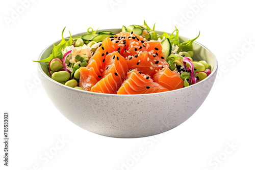 Traditional Poke Bowl Design Isolated on Transparent Background