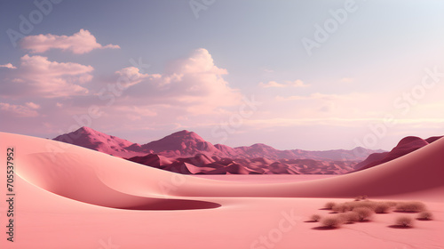 Rosy Sands Horizon, Minimalist Desert Abstract, dunes landscape. Generative AI