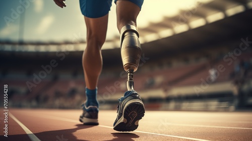runner with prosthetic leg on the stadion