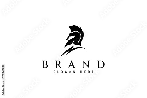 spartan logo icon design template flat black vector illustration. spartan warrior helmet creative logo vector.