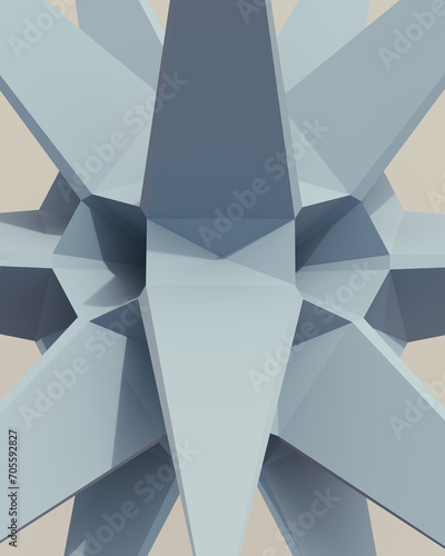 Solid 3d geometric shapes blue putty synthetic rubber soft tones patterns triangles structure clean straight lines design neutral background 3d illustration render digital rendering