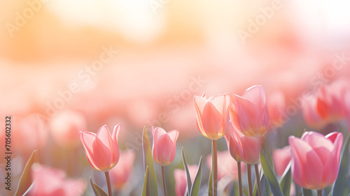 Beautiful tulip bouquet and bokeh background, Thanksgiving Mother's Day concept illustration